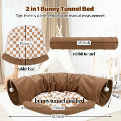 bwogue bunny tunnel bed side view shows soft suede fabric and durable frame for daily use