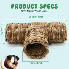 BWOGUE Hamster Grass Tunnel entrances view highlighting four-entry design for exploration.