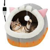 BWOGUE heated cat bed cave front view showcasing cozy warmth for indoor cats.