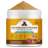 BXRUIAGN Organic Mushroom Powder tub close-up highlighting premium blend for pets.