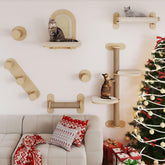 BYBYME 7Pcs cat wall shelves assembly view highlighting space-saving, sturdy wall-mounted playground.