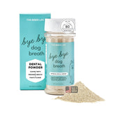 Bye Bye Dog Breath dental powder bottle ready for daily dosing