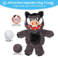 Bzonsmart toy with squeaker in head and crinkle body to enhance sensory play during fetch.