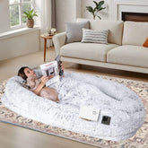 CABZOON Human Dog Bed full setup shows extra-large space and cozy faux fur warmth.