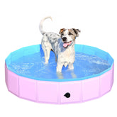 CACSPS foldable dog pool 39.5x12 inches pink, portable backyard cooling for pets