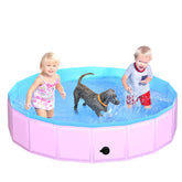 CACSPS foldable dog pool 63x12 pink prepared for quick setup and outdoor use