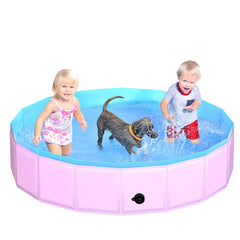 CACSPS foldable dog pool 63x12 pink prepared for quick setup and outdoor use
