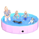 CACSPS foldable dog pool 87x12 open design for portable outdoor water play.