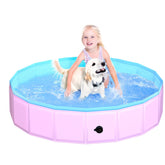 CACSPS foldable dog pool assembled for quick setup and backyard cooling.