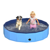 CACSPS foldable dog pool blue open for easy setup and water play.