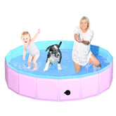 CACSPS foldable dog pool folded for easy storage and portability