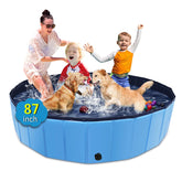 CACSPS foldable dog pool front view showing easy backyard cooling for pets