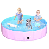 CACSPS foldable dog pool pink fully set up for backyard play