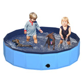 CACSPS foldable dog pool setup shows quick outdoor cooling and family fun