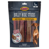 Cadet Bully Hide Sticks packaging highlights a long-lasting chew for small dogs.