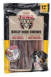 Cadet Toro bully hide sticks 9-12 pack closeup for long-lasting dog chew enjoyment