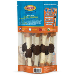 Cadet X-Large dog treat close-up shows real chicken, liver, and sweet potato wrapped around beef hide for chew