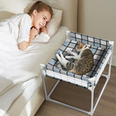 Caghash bedside window bed assembly demonstrates tool-free setup for quick pet comfort.