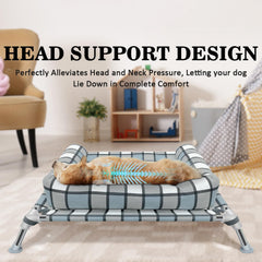 Caghash elevated dog bed cot bolster-view emphasizes neck support and cozy rest.