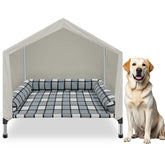 Caghash elevated dog bed house keeps pets off cold floors for cozy indoor comfort.