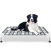 Caghash elevated outdoor dog bed frame provides sturdy support for relaxed lounging.