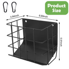 CAIQINLI hay feeder shows easy-install hooks securing to a cage.