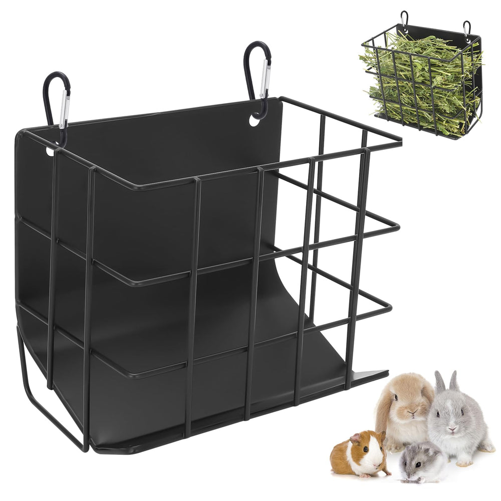 CAIQINLI rabbit hay feeder with heavy-duty metal frame stays sturdy during daily use.