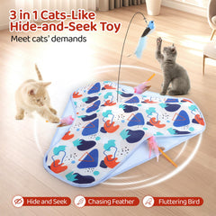 CaitPal automatic-cat-toy-random-feathers prompts curious feather-chase play indoors.