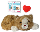 Calmeroos heartbeat-simulator plush dog with orange stripe soothing anxious pets at night.