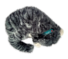 Calmeroos plush pillow in grey stripe offers safe machine-washable cuddle companion