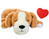 Calmeroos Puppy Heartbeat Toy plush cuddle promotes calmer nights for anxious dogs.