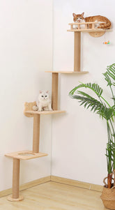 Caloreduce cat wall tree with four levels in left-to-right setup for climbing and lounging