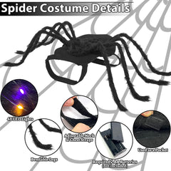 Camlinbo spider dog costume featuring orange and purple lights for festive celebrations