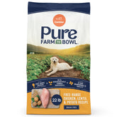CANIDAE Pure Farm to Bowl bag front view highlights grain-free, high-protein dry dog food