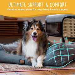 CANINE CANYON bed side view highlighting raised edge support