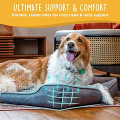 CANINE CANYON large dog bed front view shows raised sides for neck support