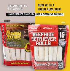 Canine Chews Retriever Rolls beef-hide-closeup highlights natural texture for durable chewing