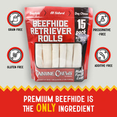 Canine Chews Retriever Rolls dog-chewing-action supports dental care while enjoying