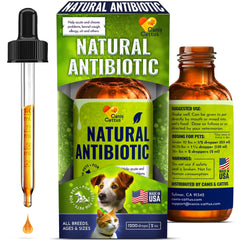 Canis&Cattus natural antibiotic liquid for dogs poured into a bowl supports immune health.