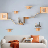 Canormpet cat wall shelves assembly shows space-saving multi-cat setup