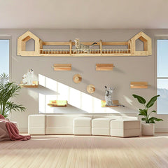 Canormpet cat wall shelves with bridge ladders enable seamless climbing routes