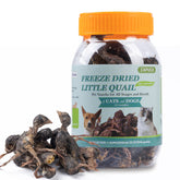 Capuca freeze-dried quail treats packaging showing a protein-packed single-ingredient snack
