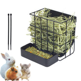 CAIQINLI rabbit hay feeder front view highlights space-saving two-in-one design for small cages.