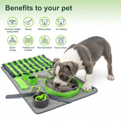 CareCooo snuffle mat dog green interactive-play close-up highlighting 8 treat-hiding areas