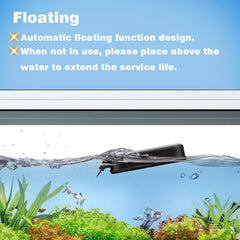 Carefree Fish algae scraper in action on glass tank wall.