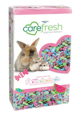 Carefresh Tutti Frutti bedding close-up shows fluffy fibers for cozy small-pet nests.