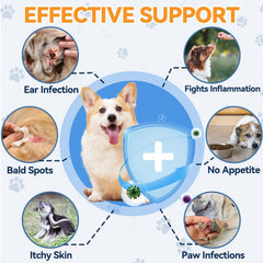 Carmelie Natural Yeast Relief highlights itching relief on dog paws