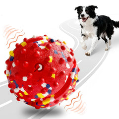 CAROZEN interactive dog ball closeup with chew-safe material for safe play.