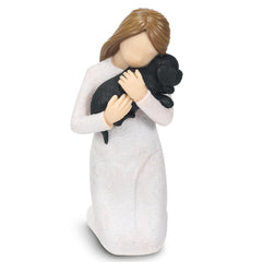 Carracci dog and mom cuddle scene—solace after loss