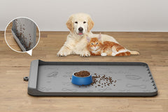 Carry360 dog food mat gray closeup shows silicone texture for cleaning